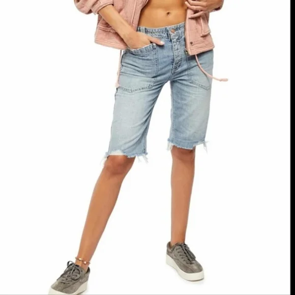 FREE PEOPLE Bermuda Denim Shorts - Picture 3 of 14